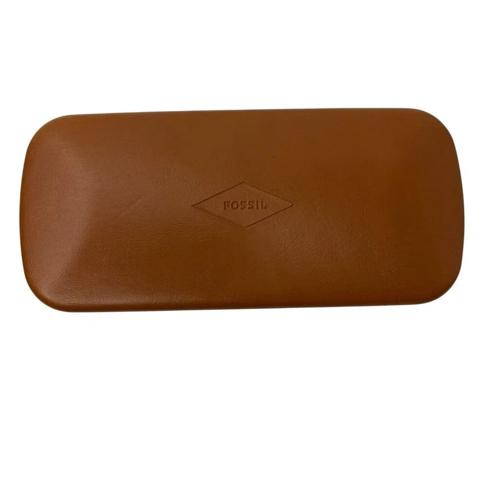 Fossil Hard Eyeglass Case Brown with Navy Interior Camel